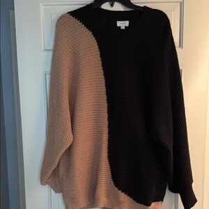 Mud Pie Black and Tan Colorblock Sweater